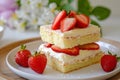 bisquit cake decorated with strawberries Royalty Free Stock Photo