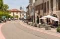 Main street of Bissone, is a Swiss municipality of Ticino, overlooks of Lake Lugano, Switzerland