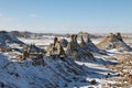 Bisti Badlands Wilderness Area in winter, New Mexico, USA Royalty Free Stock Photo