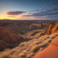 Bisti De-Na-Zin Wilderness, New Mexico, USA at Valley of Dreams after sunset. made with Generative AI Royalty Free Stock Photo