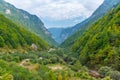 Bistrica River flowing through valley of Rugova mountains in Kosovo