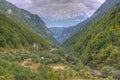 Bistrica River flowing through valley of Rugova mountains in Kosovo