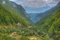 Bistrica River flowing through valley of Rugova mountains in Kosovo