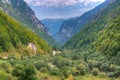 Bistrica River flowing through valley of Rugova mountains in Kosovo