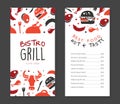 Bistro Gril Menu Template Design, Barbecue House, Restaurant, Bar Poster, Invitation, Flyer, Promo Design Cartoon Vector Royalty Free Stock Photo