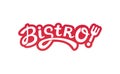 Bistro lettering with fork as logotyp, badge, label for restaurant or cafe.