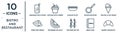 bistro.and.restaurant linear icon set. includes thin line lemonade with straw, nachos plate, two balls ice cream cone, watermellon