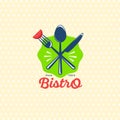 Bistro restaurant logo. Snack emblem. Salad bar restaurant logo. Vegeterian snack emblem.