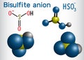 Bisulfite anion hydrogen sulfite molecule. Sodium bisulfite E