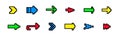 8 bit arrow sticker icon. Pixel retro arcade game forward arrow