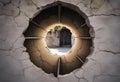 bit bomb block blow background cracked concrete hole wall three dimensional breakdown industrial abstract explosion Royalty Free Stock Photo