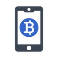 Bit coin on mobile icon