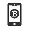 Bit coin on mobile icon
