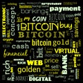 bit coin text, word cloud,word cloud use for banner, painting, motivation, web-page, website background, t-shirt & shirt printing