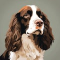 8bit English Springer Spaniel Dog Portrait Illustration On Gray Background Royalty Free Stock Photo