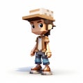 Cartoon Minecraft Character Aiden With Hat In Daz3d Style