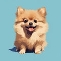 8bit Graphic Illustration Of A Cute Pomeranian Dog