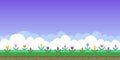 8bit pixel art illustration of field of tulips