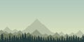 8bit pixel art illustration of morning mountain landscape with fir trees in retro platformer style
