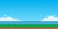 8bit pixel art illustration of summer sea horizon landscape Royalty Free Stock Photo