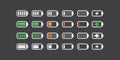 8bit pixel art minimalistic set of gadget battery level icons in retro style Royalty Free Stock Photo