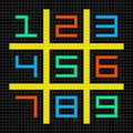 8-bit Pixel Art Numbers 1-9 in a Sudoku Grid Royalty Free Stock Photo