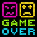 8-Bit Pixel-Art Retro Arcade Game Over Message. EPS8 Vector