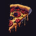 4-Bit Pixel Art Of A Slice Of Pizza Floatin - A Slice Of Pizza With Cheese And Tomatoes Royalty Free Stock Photo
