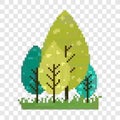 Pixel art of shady trees and green grass Royalty Free Stock Photo