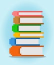 8 bit pixel book stack, in vertical view in vector