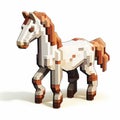 8 Bit Pixel Cartoon Horse Standing On White Background