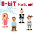 8-bit pixel character set of casual people
