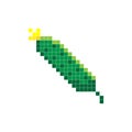 8 bit pixel cucumber. Vector illustration. Old school computer graphic style