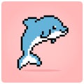 8 bit pixel dolphins. Animals for games asset Royalty Free Stock Photo