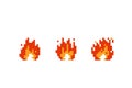 8 bit pixel fire flame isolated on a white background.