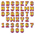 8 bit pixel font. Retro computer alphabet typography