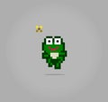 8 bit pixel frog jump. Animals in vector Royalty Free Stock Photo