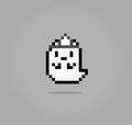 8 bit Pixel ghost. Cute flying ghost in vector