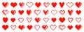 8bit pixel hearts vector logos or icons set, retro game from 90s 8 bit style heart symbols collection, graphic design stylish Royalty Free Stock Photo