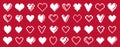 8bit pixel hearts vector logos or icons set, retro game from 90s 8 bit style heart symbols collection, graphic design stylish Royalty Free Stock Photo