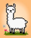 8-bit Pixel of llama. Animal pixels in vector