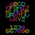 8-Bit Pixel Retro Neon Alphabet Letters. EPS8 Vector