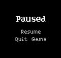 8-bit pixel text, game pause menu