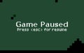 8-bit pixel text, game pause menu