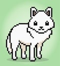 8-bit pixel White Wolf. Animal in Vector illustration