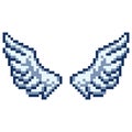 8 bit pixel wings, vector illustration. Retro 2d game, slot machine graphics.