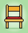 8 bit pixel wooden chair. vector illustration