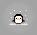 8 bit pixels penguin in vector
