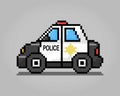 8 bit police car pixels. For game assets in vector illustrations