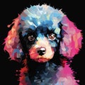 8bit Poodle Painting On Abstract Low Poly Background